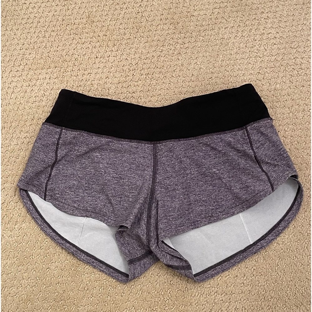 lululemon, heather grey speed up shorts